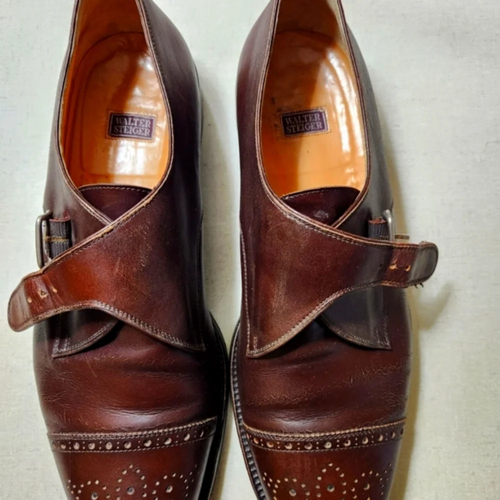 Walter Steiger Brown Leather Men's Shoes Size 11 Designer Footwear Classic. GUC